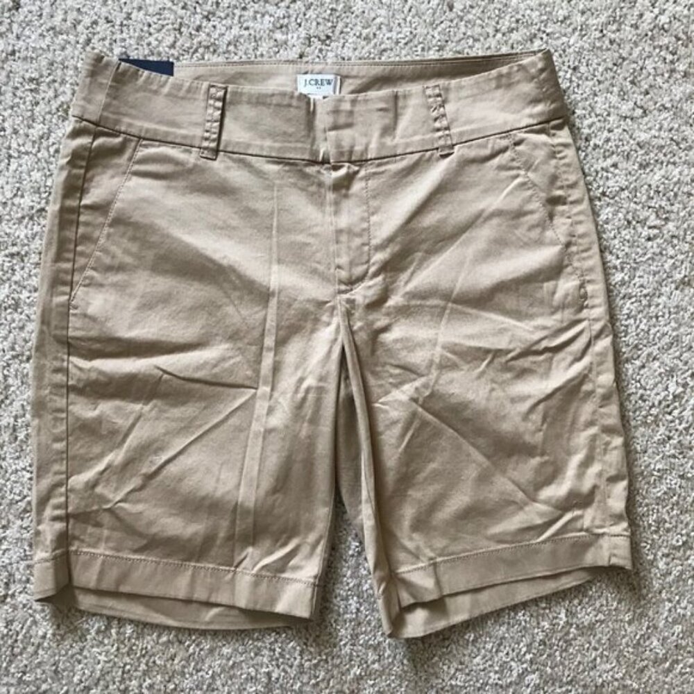 J Crew Womens Chino Shorts Tan 9 Inseam Size 4 Stretch NWT New